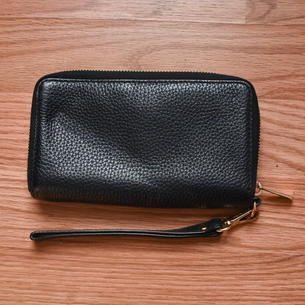 Michael Michael Kors Black Pebble Leather Wallet Wristlet Smartphone Bag NWT - Picture 3 of 7